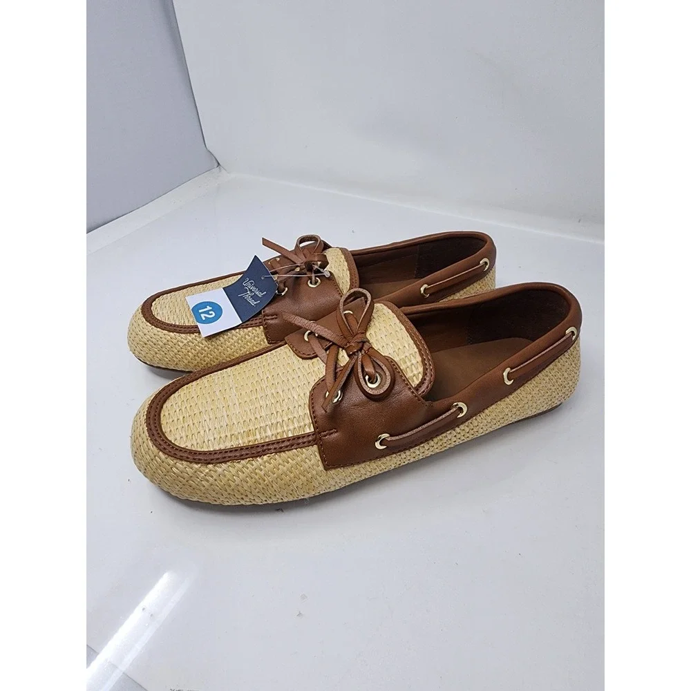 Universal Thread Womens Woven Boat Shoes Brown Straw Casual Size 12